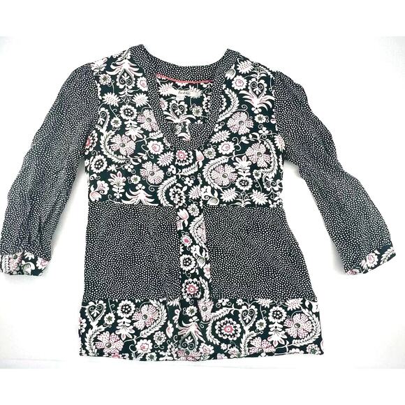 Boden Shirt Womens Size 6 Green Mollie Floral Bloomsbury Spot Blouse Top Career - Picture 1 of 11